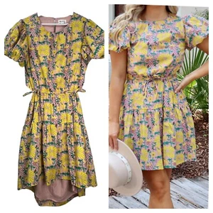 Mini Vestido &Merci Corte Espalda Talla Grande Floral Cincha Corbata Cintura Puff S/S Nuevo con Etiquetas - Imagen 1 de 12