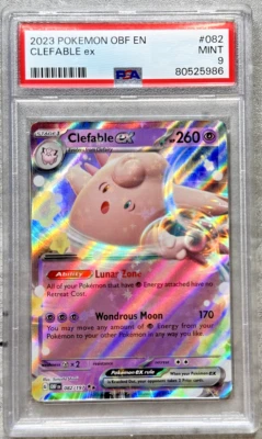 Pokemon Card Clefable ex Rare Holo PSA 9 Mint, Obsidian Flames OBF EN #082, 2023 - Image 1 of 4