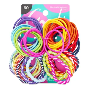 Kids Ouchless Elastic Hair Ties - 60 Ct, Assorted Colors, 2MM Rubber Bands for H - Picture 1 of 12