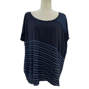 We The Free Oversized Striped Solid Tee Slouchy Boho Blue Size XS - Imagen 1 de 10