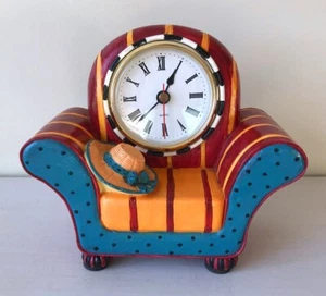 Milson & Louis Chair Clock Hand Painted Quartz Clock** (NOTES) 5.75x2.27x5.25" - Picture 1 of 10