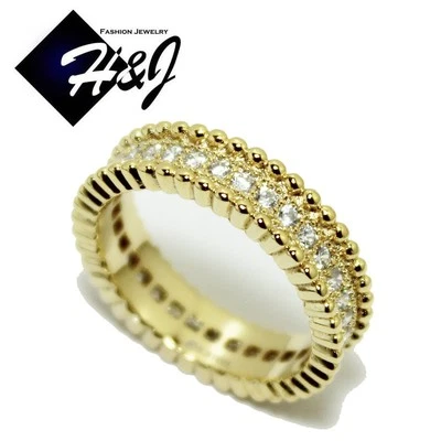 Anillo de banda de circonita cúbica helada de eternidad chapado en oro de 5 mm de acero inoxidable para mujer*57 Foto 1 de 2