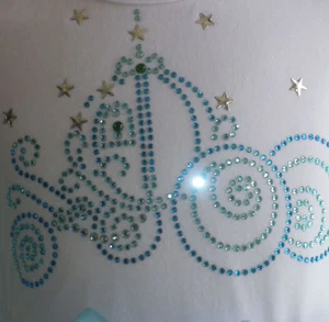 7.5" Cinderella carriage Disney IRON ON rhinestone transfer applique decal patch - Picture 1 of 4