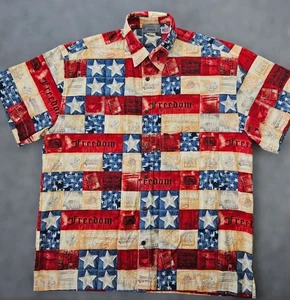 Vintage High Seas Trading Co Men's Large USA Freedom Flag Button Up Shirt - Picture 1 of 3