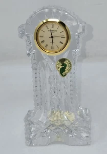 RELOJ DE ESCRITORIO ABUELO VINTAGE WATERFORD CRISTAL DORADO IRLANDA FUNCIONA - Imagen 1 de 9