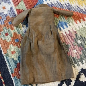 Antique Doll Dress Olive Green Brown Long And Long Sleeve - Picture 1 of 5