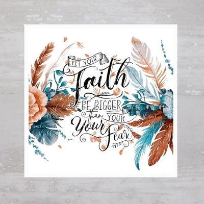 Bloque de edredón de costura artesanal panel de tela Let Your Faith Be Bigger Than Ur Fear A270 Foto 1 de 4