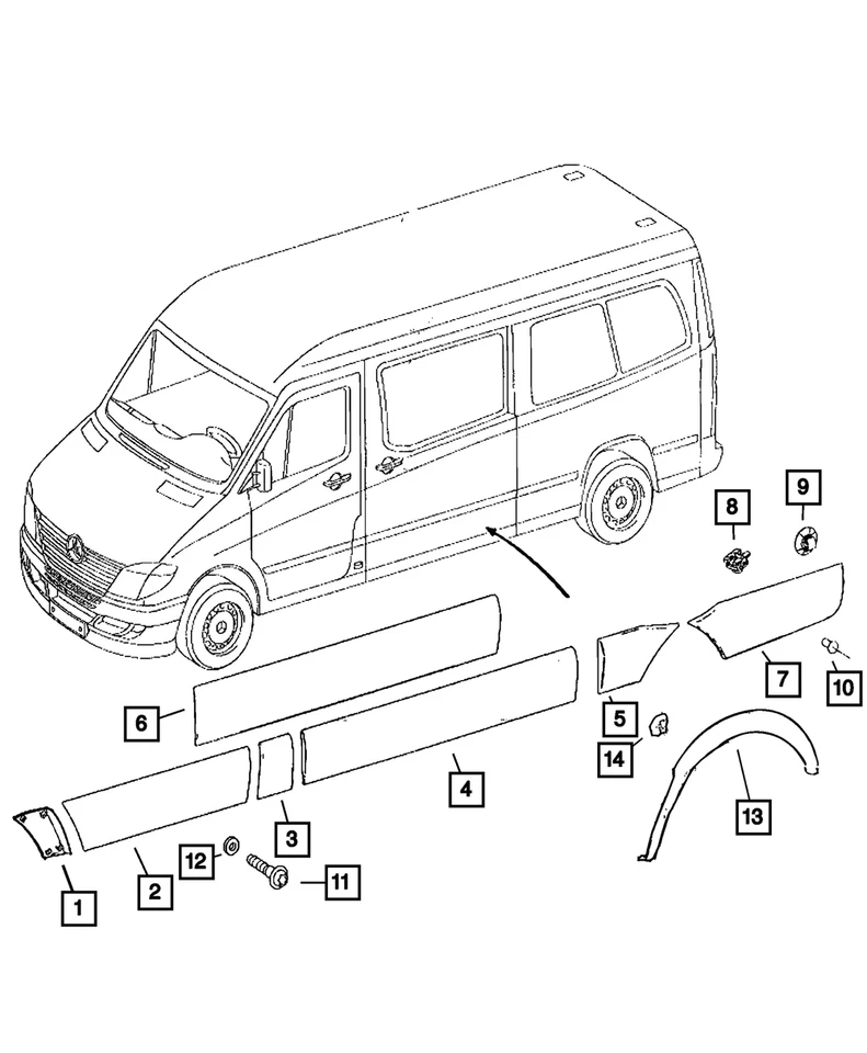 07-09 DODGE SPRINTER 2500 3500 CARROCERÍA IZQUIERDA MOLDURA LATERAL GENUINO MOPAR 1RP93XDVAB Foto 1 de 1