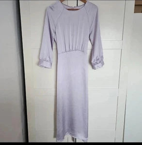 H&M Lilac Midi Satin Dress Size UK 12 - Picture 1 of 7