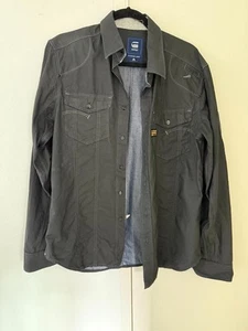 G-STAR RAW MENS PLAIN BLACK HEAVY COTTON BLACK LONG SLEEVE SHIRT. SZ L - Picture 1 of 17