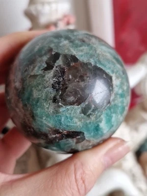 Amazonit mit Rauchquarz Kugel 6,4 cm - Bild 1 von 4