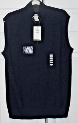 HAGGAR 男式海军针织衫半拉链背心全程弹力尺寸中号全新带标签零售 $80 — 第 1/3 张图片