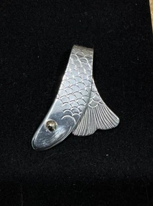 Authentic EDEN HAND ARTS Cape Cod Sterling Silver Fish Pendant with 14k Gold Eye - Picture 1 of 8