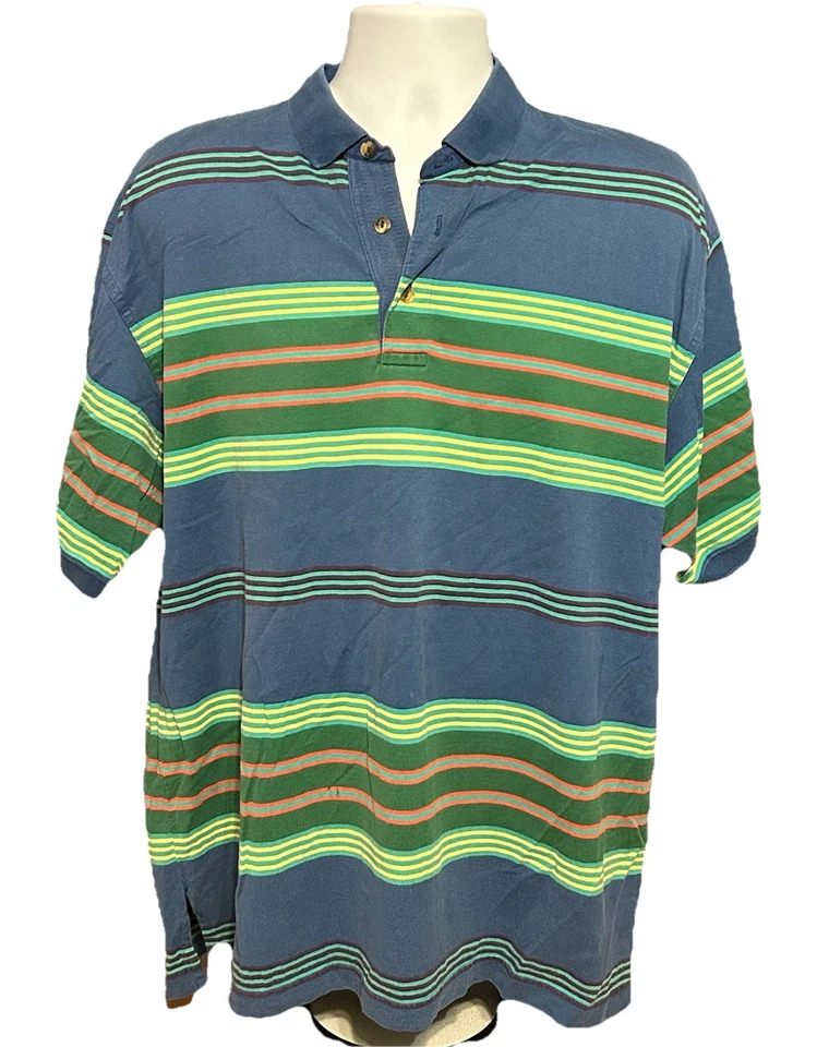 De Colección Gant Polo Hombres XL Multicolor Rayas Preppy Golf Cuello Botón Algodón Foto 1 de 4