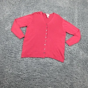 Talbots Sweater Womens Medium Pink Pure Silk Cardigan Button Front Lightweight - Picture 1 of 16