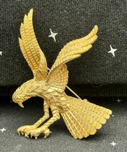 Prendedor/broche vintage American Eagle en vuelo con garras color dorado 3" - Imagen 1 de 4