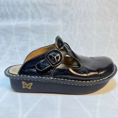 Женские сабо Alegria черная лакированная кожа Mary Jane комфортные туфли с пряжкой - Изображение 1 из 4