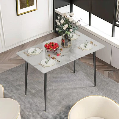 WISFOR 47" Rectangle Dining Table Exquisite Marble Table for Restaurant No Chair - Image 1 of 4