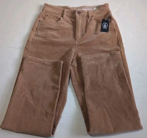 New Volcom Women's Stoned Straight Corduroy Pants 27 NWT Tan - Picture 1 of 12