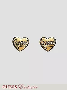 Nuevos con etiquetas pendientes de tachuelas de corazón grabado con logotipo de metal en tono dorado Guess, línea exclusiva - Imagen 1 de 1