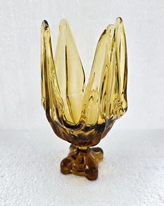 Vintage Viking Epic Four Square Amber Glass Vase - Picture 1 of 6