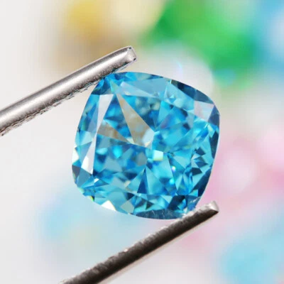 Crushed Ice Cut 5A Cubic Zirconia Cushion Blue Loose Gems CZ Jewelry 4 Christmas - Image 1 of 4