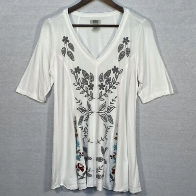 Top túnica mujer Monroe and Main talla M blanco floral bordado cuello en V CATS-1 Foto 1 de 4