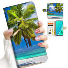 ( For Samsung S7 Edge ) Wallet Flipcase Cover Aj23198 Beach Palm Tree