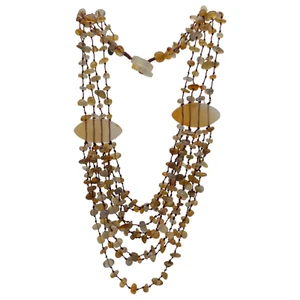 Sajen 925 Vintage Butterscotch Gemstone Necklace Multi Stranded Layered Toggle - Picture 1 of 6