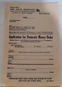 1944 US-Postministerium Antrag Inland Zahlungsanweisung Formular #6001 HTF - Bild 1 von 3