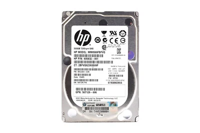 HP MM0500FBFVQ 500GB 2.5" 6Gb/s 10K RPM SAS Server Drive P/N: 605832-001 Tested - Image 1 of 3