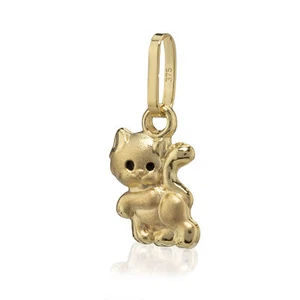 Kettenanhänger Katze 375 Gelb Gold 9 Karat Charm Teilmattiert 10x7mm Amulett - Picture 1 of 1