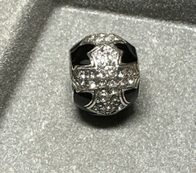 Brighton Dazzle Cross Bead, J97152, Crystals w/ Black Enamel, New  - Image 1 of 3