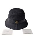 Gucci Bucket Hat Black Gg Marmont Supreme Monogram Logo M 58cm - Best