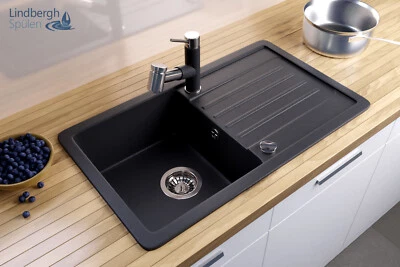 LINDBERGH® Granit Spüle "VEL" + Siphon Einbauspüle Küchenspüle Spülbecken - Bild 1 von 4