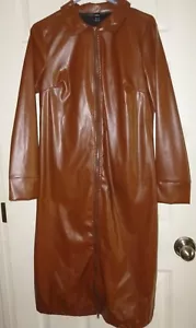 LONG PU FAUX LEATHER DRESS COAT - FULL LENGTH ZIPPER - $5.00 - Picture 1 of 5