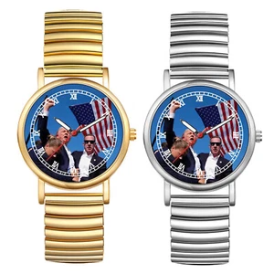 2024 US Election Trump Incident Elastic Slim Quartz Wrist Watch for Men Women - Picture 1 of 14