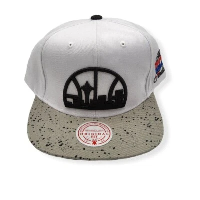 Mitchell & Ness Seattle Supersonics Cement Top HWC White Adjustable Snapback Hat - Image 1 of 4