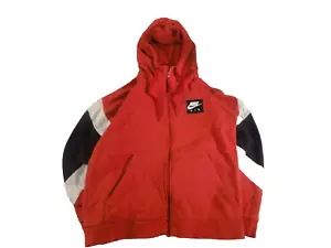 Nike Air Fleece Jacket Mens Size Large Red Black Full Zip Vintage Logo - Picture 1 of 13