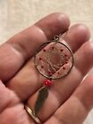 SINGLE (1 ONLY) Silver and red bead dreamcatcher Native American drop earring