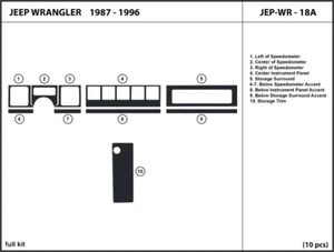 Real Carbon Fiber Dash Trim Kit for Jeep Wrangler 1987-1996 Interior Overlay - Picture 1 of 1