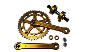 ProBMX BMX 3 Piece Aluminium Crank Set DC Gold & American Sealed Bottom Bracket - Picture 1 of 1