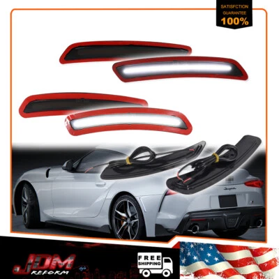 For 2020-2024 Toyota GR Supra Smoke Front & Rear White LED Side Marker Lights 4X - Image 1 of 4