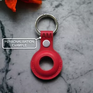 Personalisierbare Luxus Etui Leder Abdeckung Schlüsselring Schlüsselanhänger für Apple AirTag - Bild 1 von 8