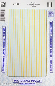 Microscale Decal #91106 Striping 3" and 4 3/4" Widths - Yellow (1:87 Scale) - Picture 1 of 1