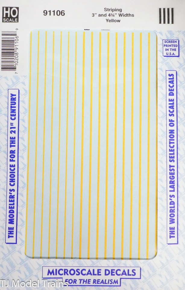 Calcomanía a microescala #91106 rayas 3" y 4 3/4" de ancho - amarilla (escala 1:87) Foto 1 de 1
