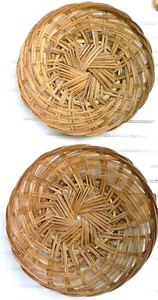 Vassoio in vimini tessuto rattan 14" cesti rotondi set 2 - Foto 1 di 8