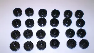 24 Used LEGO Black Tyre Wide Hard Plastic Treaded Wheels Axlehole 41864 - Picture 1 of 2