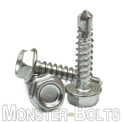 #12 Stainless Steel Self-Drilling Sheet Metal / TEK Screws, Hex Washer Head 410 - Image 1 of 2