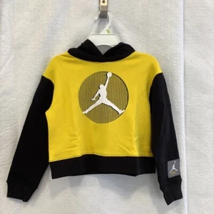 Air Jordan Girls Hoodie Tour Yellow Colorblock Long Sleeve Sweatshirt S - Picture 1 of 11